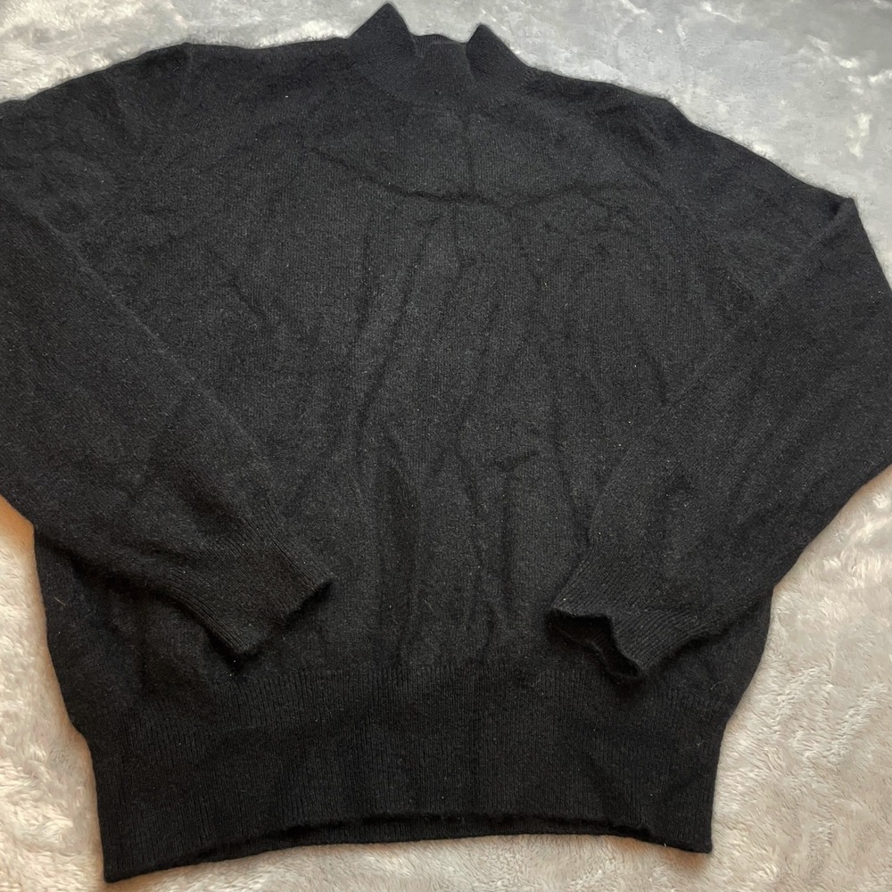 Vintage Charter Club Womens Cashmere Sweater Size PS Black Mock Neck Old Money